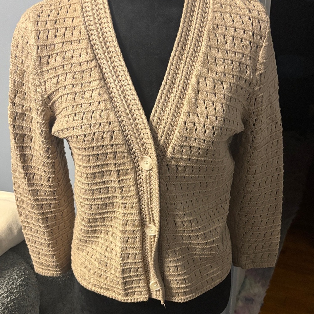 Women's Beige Button-Up Sweater